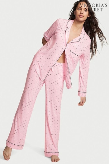 Victoria's Secret Pretty Blossom Pink Logo Pin Dot Long Pyjamas (K43645) | £59