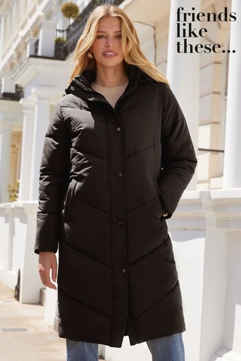 Friends Like These Black Petite Quilted Duvet Coat (K43749) | £80