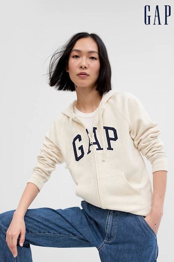 Gap Beige Logo Zip Up Hoodie (K43867) | £35