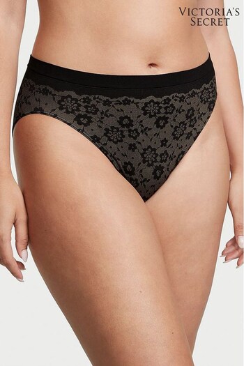 Victoria's Secret Black Posey Lace Seamless High Leg Brief Knickers (K44010) | £9