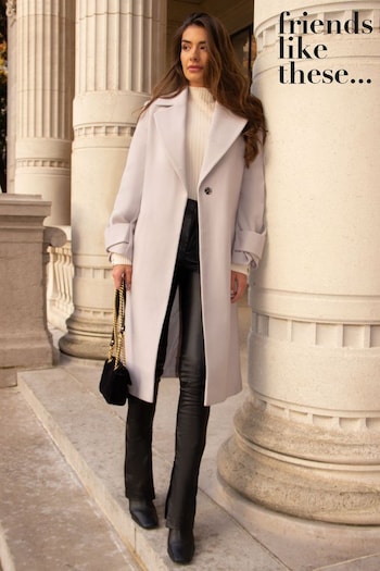 Tops & Blouses Grey Longline Tailored Smart Coat (K44075) | £89