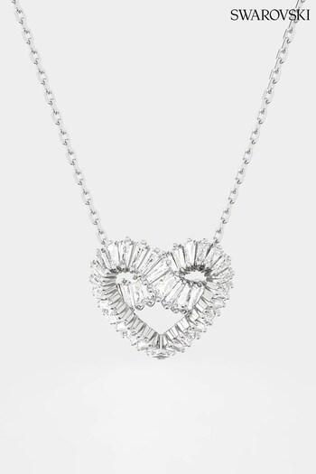 Swarovski Silver Baguette Heart-Shaped Pendant Necklace (K44195) | £155