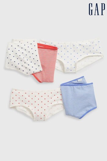 Gap White/Red/Blue/Spot Cotton 5 Pack Bikini Briefs (K44461) | £20