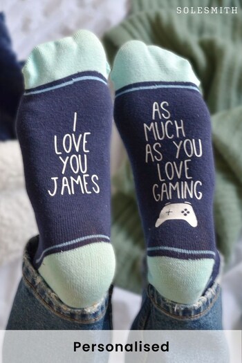 Personalised I Love You As Much As Gaming Socks by Solesmith (K44544) | £16