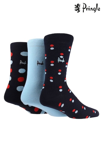 Pringle Blue Spot Cotton Socks (K44557) | £14
