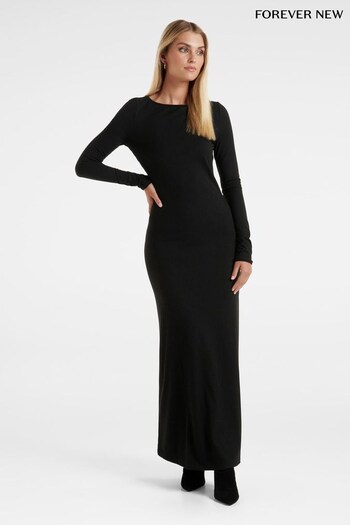 Forever New Black Arya Long Sleeve Swing Dress (K44600) | £70