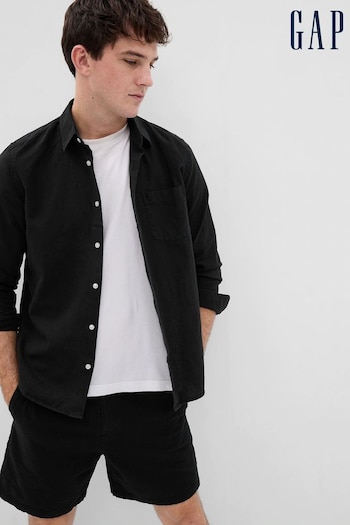 Gap Black Linen-Cotton Long Sleeve Shirt (K44785) | £45