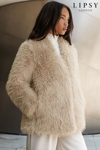 Lipsy MCDONALDS Faux Fur Feather Coat (K44879) | £89