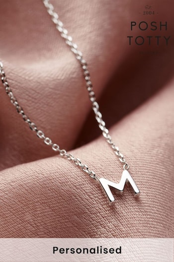 Personalised Petite Silver Initial Necklace by Posh Totty (K44886) | £55