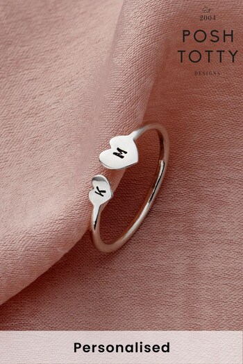 Personalised Heart Open Ring by Posh Totty (K44898) | £30