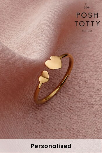 Personalised Heart Open Ring by Posh Totty (K44899) | £30