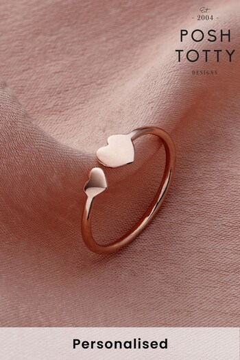 Personalised Heart Open Ring by Posh Totty (K44900) | £40