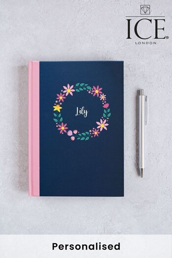Personalised Two Tone Floral Notebook and Pen Set by ICE London (K44968) | £13