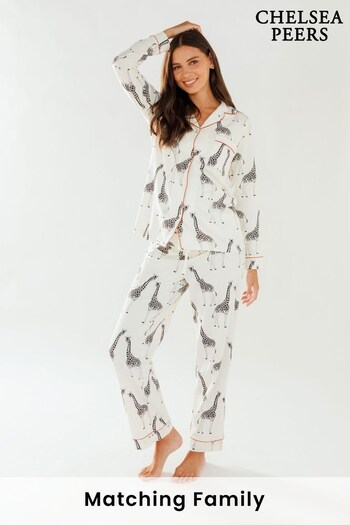 Chelsea Peers Cream Maternity Organic Cotton Button Up Long Pyjama Set (K45163) | £48