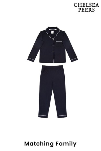 Chelsea Peers Blue Kids Modal Button Up Long Pyjama Set (K45176) | £28