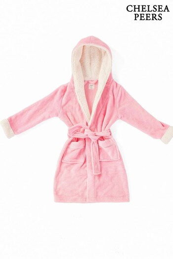 Chelsea Peers Pink Fluffy Hooded Dressing Gown - Kids (K45209) | £30