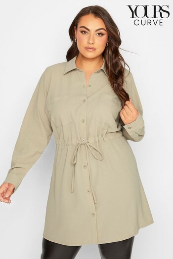 Yours Curve Neutral Formal Long Sleeve Crinkle Utility Tunic (K45264) | £29