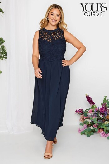 Yours Curve Blue London Occasion Lace Maxi Dress (K45286) | £75