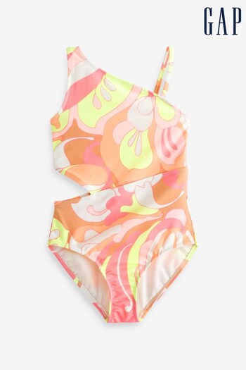 Gap Orange/Pink/Yellow Asymmetric Cut Out Swimsuit (K45315) | £20