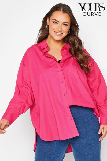 Yours Curve Pink Oversized Poplin Shirt (K45331) | £25