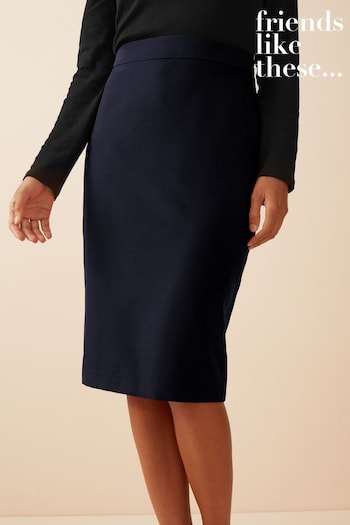 Friends Like These Navy Blue Petite Tailored Pencil Skirt (K45373) | £27