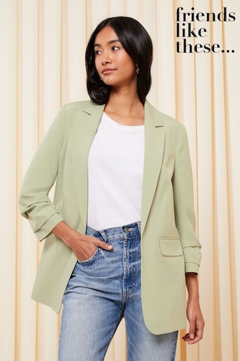 Friends Like These Sage Green Green Edge to Edge Tailored Blazer (K45380) | £44
