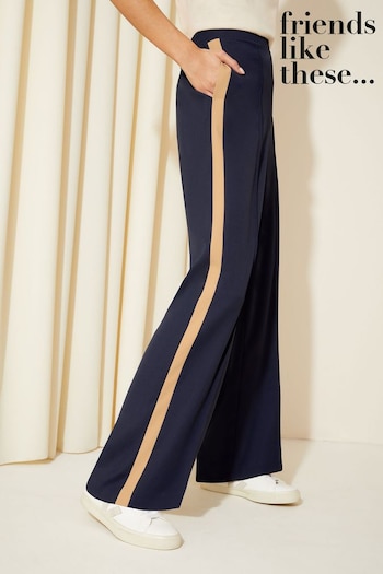Friends Like These Navy Blue Side Stripe Utility Trousers (K45394) | £34