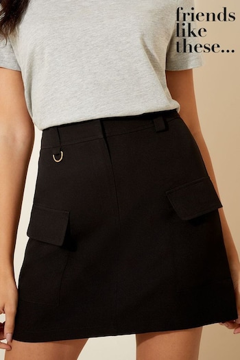 Friends Like These Black Cargo Tailored Mini Skirt (K45396) | £33