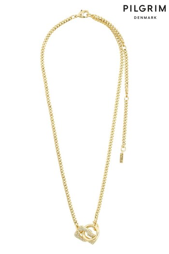 PILGRIM Gold Plated Learn Recycled Crystal Pendant Necklace (K45414) | £30