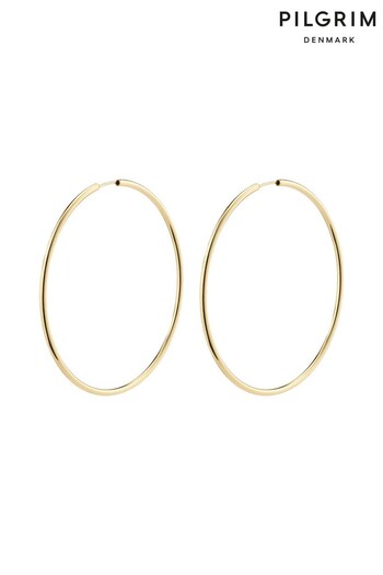 PILGRIM Gold Plated April Recycled Large Hoop 6 cm Earrings (K45424) | £25