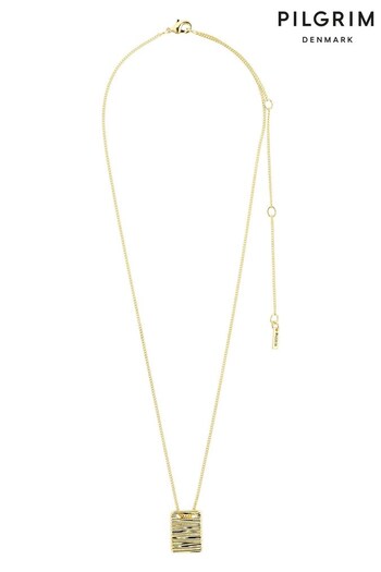 PILGRIM Gold Plated Care Recycled Square Coin Pendant Necklace (K45436) | £28