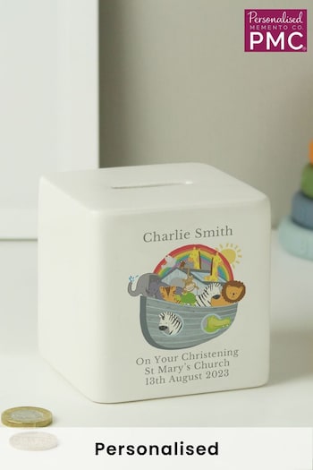 Personalised Noahs Ark Ceramic Square Money Box by PMC (K45454) | £17