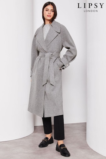 Lipsy Grey Belted Smart Wrap Trench Coat (K45492) | £92