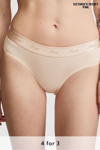 Victoria's Secret PINK Marzipan Nude Cotton Logo Hipster Knickers (K45498) | £9