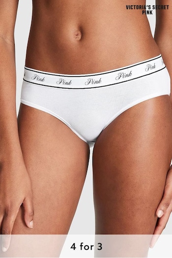 Victoria's Secret PINK Optic White Cotton Logo Hipster Knickers (K45500) | £9