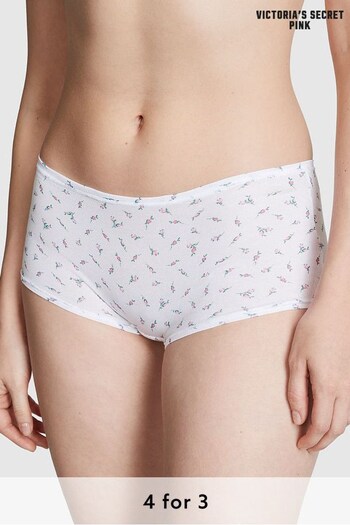 Victoria's Secret PINK Optic White Ditsy Floral Cotton Short Knickers (K45528) | £9
