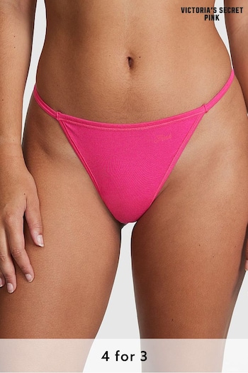 Victoria's Secret PINK Enchanted Pink Cotton Thong V String Knickers (K45544) | £9