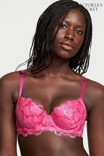 Victoria's Secret Forever Pink Hearts Lightly Lined Demi Bra (K45605) | £65