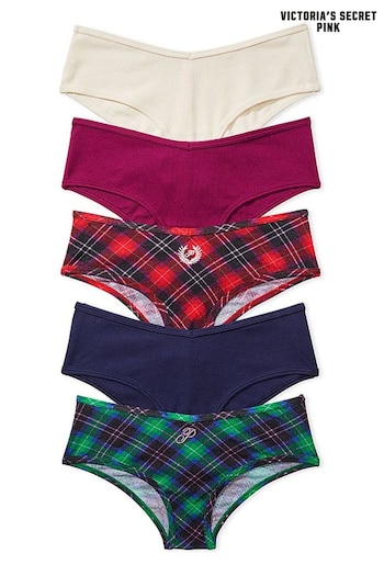 Victoria's Secret PINK Blue/Green/Red/White/Pink Waffle & Rib Cheeky Cotton Knickers Multipack (K45617) | £25