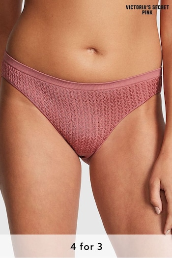 Victoria's Secret PINK Soft Begonia Pink Cable Knit Seamless Bikini Knickers (K45635) | £9