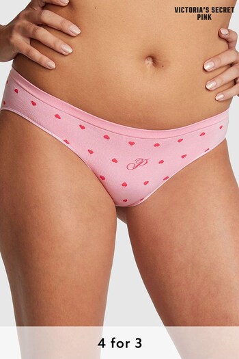 Victoria's Secret PINK Pink Bubble Heart Script Print Seamless Bikini Knickers (K45636) | £9