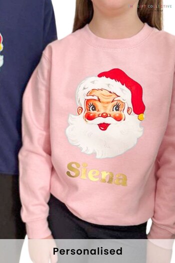 Kids Pink Retro Santa Sweater by The Gift Collective (K45647) | £24