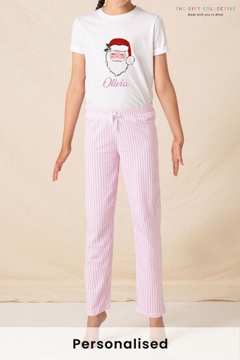Kids Pink Stripe Santa Pyjamas by The Gift Collective (K45679) | £24