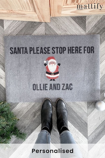 Santa Stop Here Christmas Doormat by Mattify (K45711) | £55