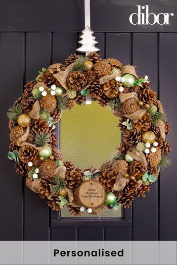 Personalised Festive Foliage Wreath by Dibor (K45735) | £52
