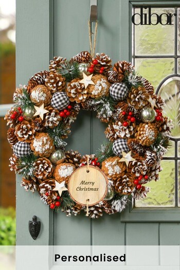 Personalised Gingham and Stars Wreath by Dibor (K45740) | £28
