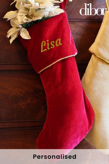 Personalised Red Luxury Velvet Christmas Stocking by Dibor (K45754) | £28