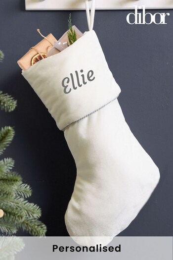 Personalised White Luxury Velvet Christmas Stocking by Dibor (K45755) | £28
