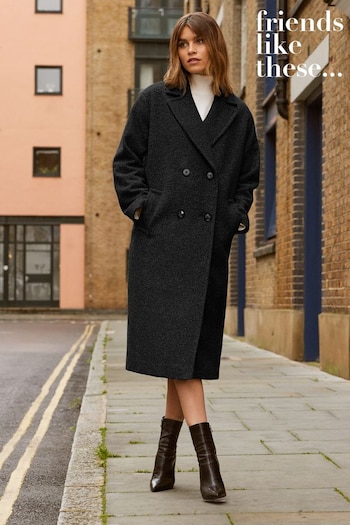All Womens New In Black Petite Long Lined Boucle Coat (K45761) | £89