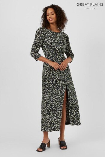 Great Plains Green & Navy Blue Bella Ditsy Scoop Back Dress (K45856) | £89